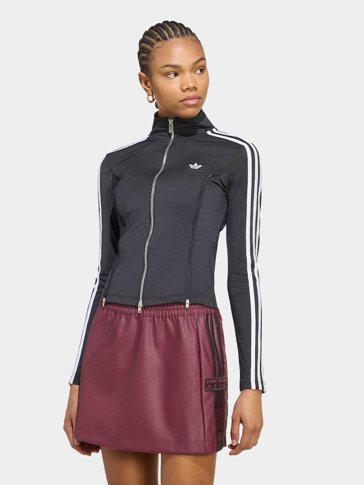 adidas Originals Black Long Sleeve Zipped T-Shirt - Image 1 of 6