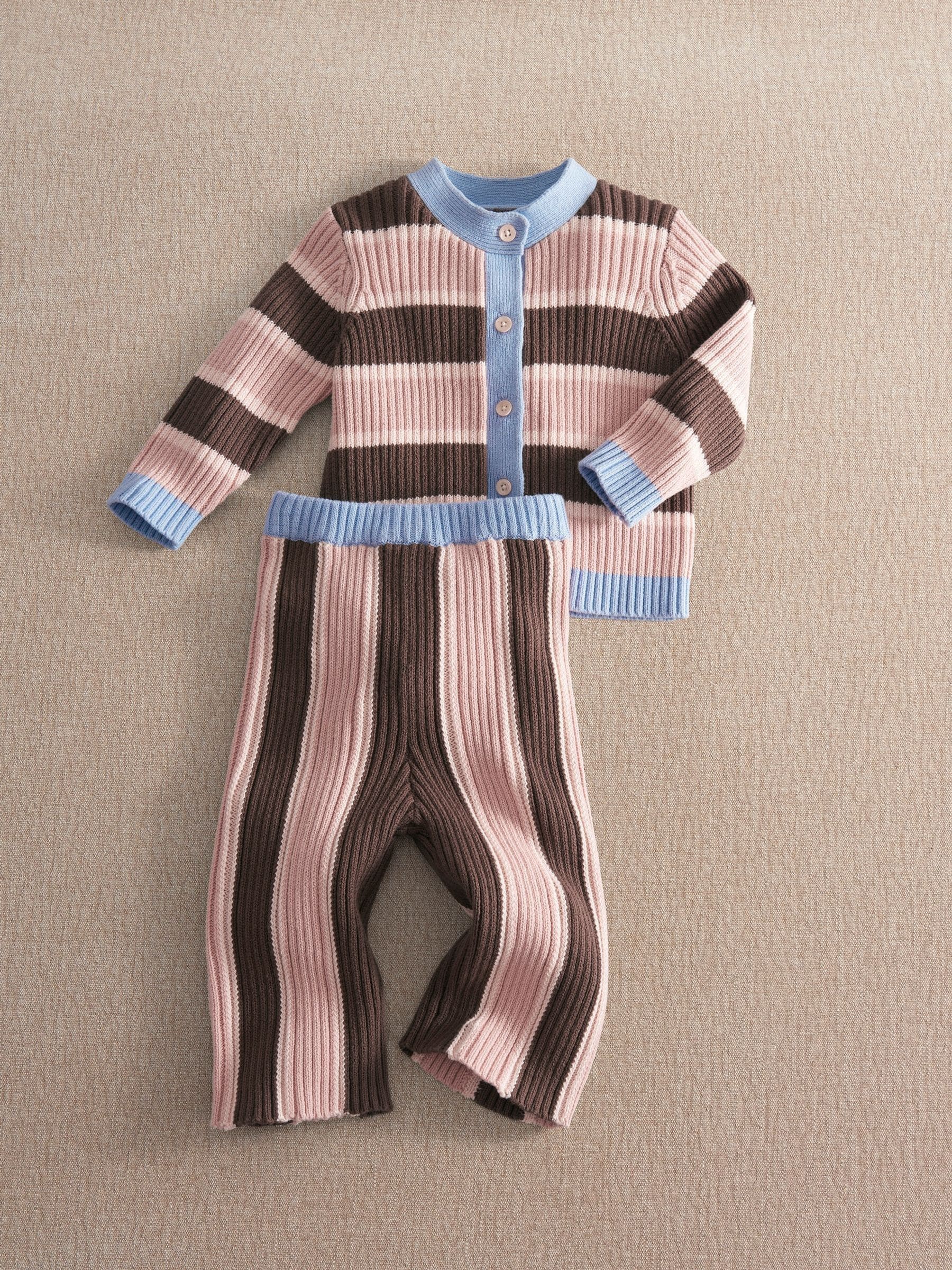 Mamas & Papas - Girls - Stripe Cardigan & Knitted Wide Leg Trousers - 9-12 Months - Image 3