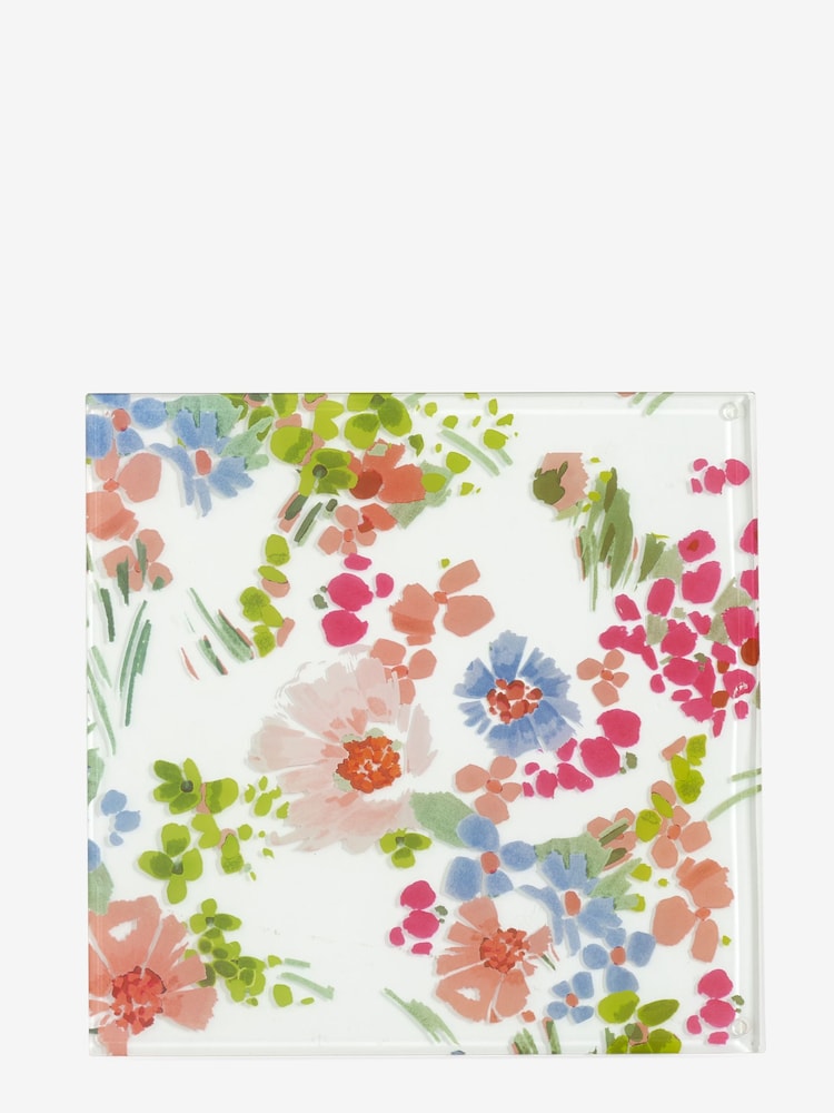 Set of 2 Pink Lisse Floral Glass Placemats - Image 3 of 3