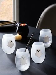 Set of 4 White Frosted Ghost Tumbler Glasses Set - Image 1 of 4