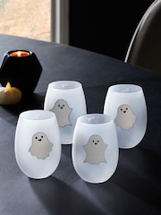 Set of 4 White Frosted Ghost Tumbler Glasses Set - Image 2 of 4