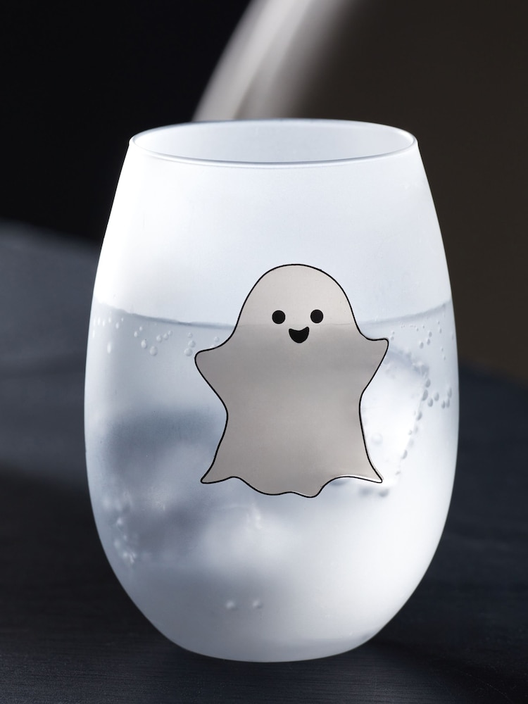 Set of 4 White Frosted Ghost Tumbler Glasses Set - Image 3 of 4