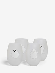 Set of 4 White Frosted Ghost Tumbler Glasses Set - Image 4 of 4
