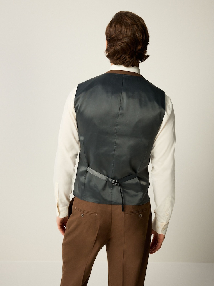 Brun - Gilet de costume en flanelle - Image 3 of 9