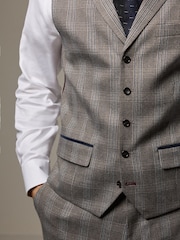 Neutral Trimmed Check Suit Waistcoat - Image 4 of 8