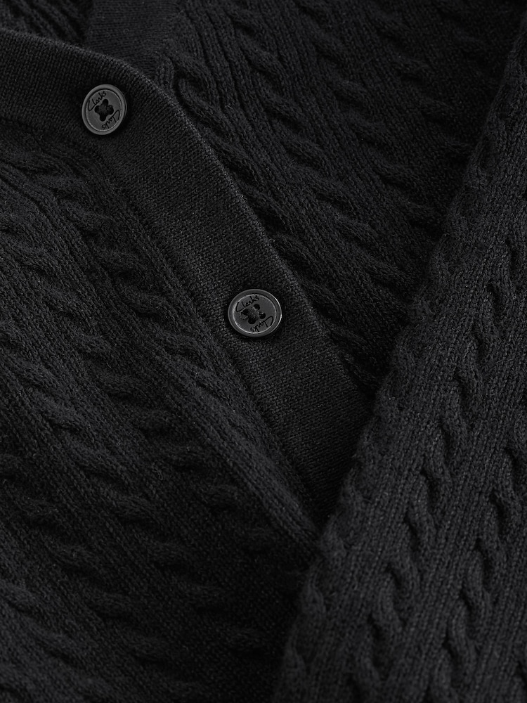 Clarks Black Girls Cable Knit Frill School Cardigan - Image 5 of 5