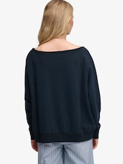 SUPERDRY Blue Athletic Essentials Bardot Crew Sweatshirt - Image 3 of 7