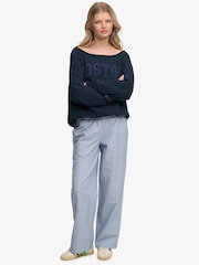 SUPERDRY Blue Athletic Essentials Bardot Crew Sweatshirt - Image 4 of 7