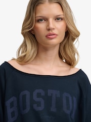 SUPERDRY Blue Athletic Essentials Bardot Crew Sweatshirt - Image 5 of 7