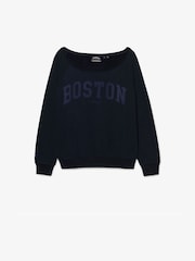 SUPERDRY Blue Athletic Essentials Bardot Crew Sweatshirt - Image 6 of 7