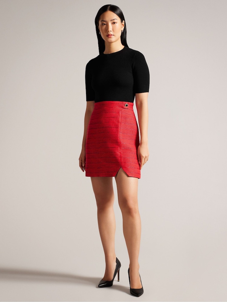 Ted Baker Red Bailea Mini 2-in-1 Dress - Image 3 of 7