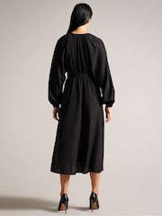 Черный - Платье-рубашка миди с присборенной горловиной Ted Baker Comus - Image 2 of 5