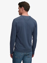 SUPERDRY Blue Slub Long Sleeve Jersey Grandad Top - Image 3 of 8