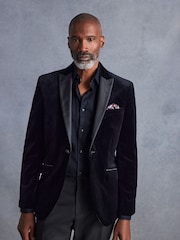 Negro - Corte estándar - Signature Pontoglio Italian Fabric Velvet Blazer - Imagen 1 de 11