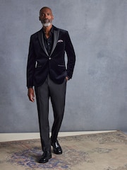 Negro - Corte estándar - Signature Pontoglio Italian Fabric Velvet Blazer - Imagen 2 de 11