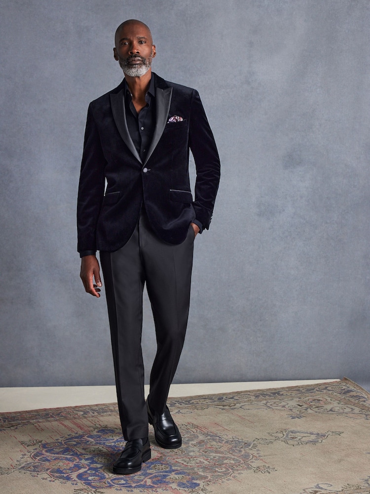 Negro - Corte estándar - Signature Pontoglio Italian Fabric Velvet Blazer - Imagen 2 de 11