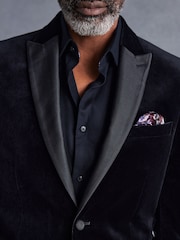 Negro - Corte estándar - Signature Pontoglio Italian Fabric Velvet Blazer - Imagen 4 de 11