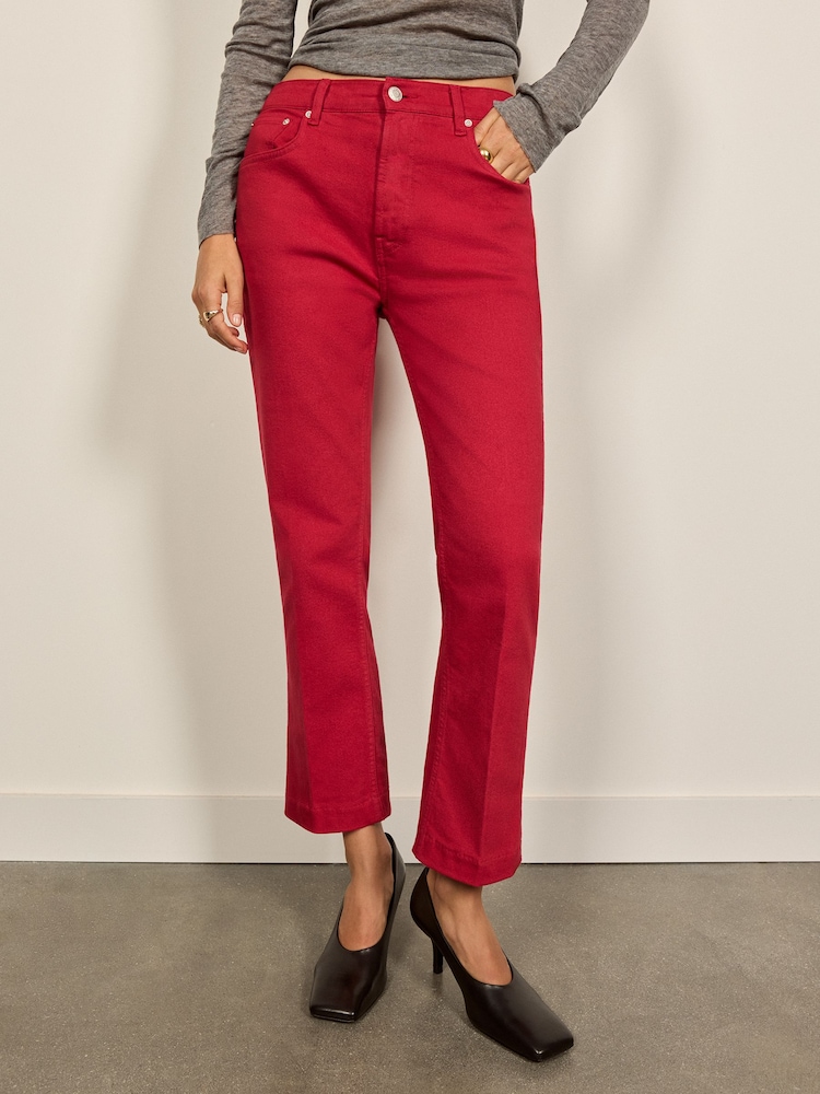 BHOEM Red Ankle Length Bootcut Stretch Jeans - Image 1 of 4 BHOEM Red Ankle Length Bootcut Stretch Jeans - Image 1 of 4