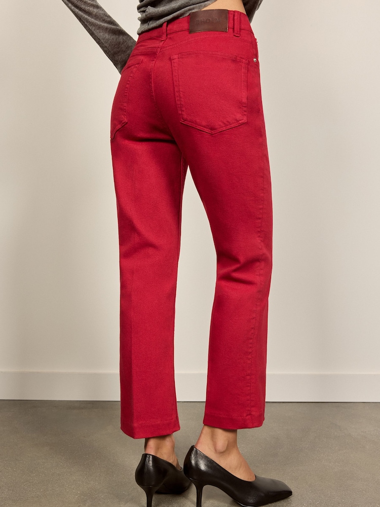 BHOEM Red Ankle Length Bootcut Stretch Jeans - Image 4 of 4 BHOEM Red Ankle Length Bootcut Stretch Jeans - Image 4 of 4