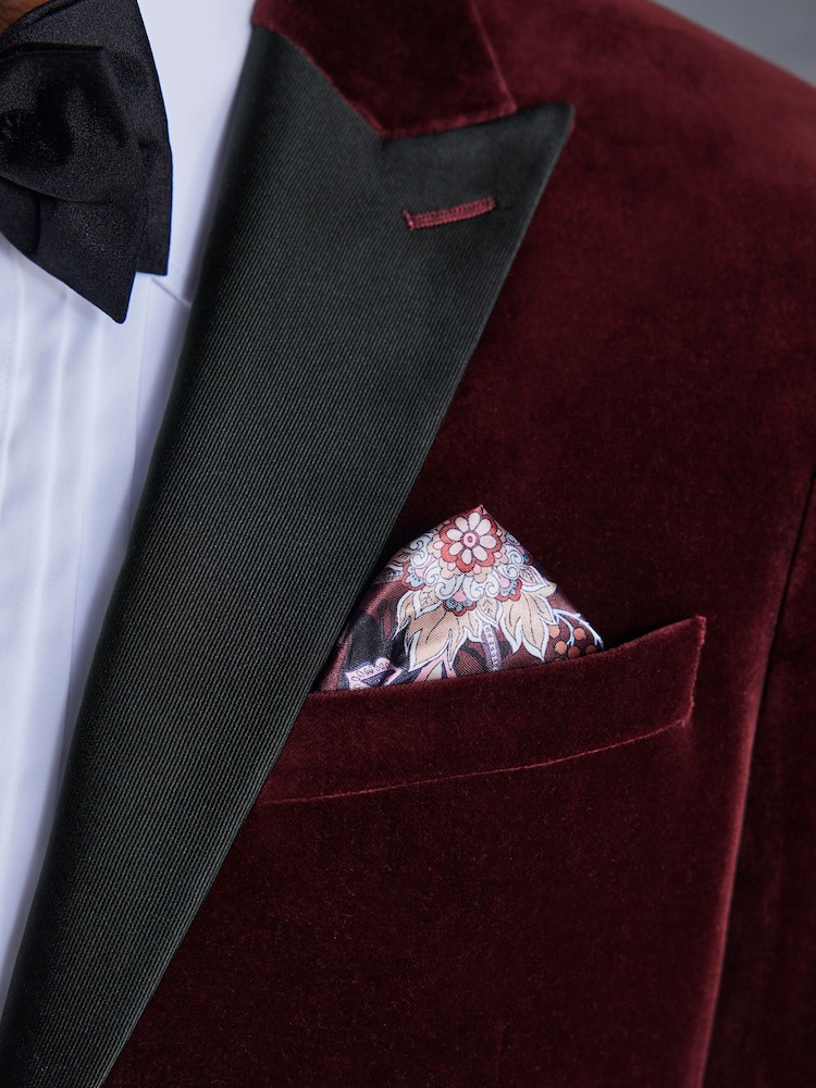 Rouge bordeaux - Ajustement régulier - Signature Pontoglio Italian Fabric Velvet Blazer - Image 6 of 12