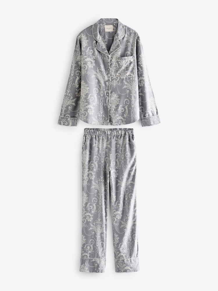 Laura Ashley Grey Josette Button Through Pyjamas Set - Image 5 of 7