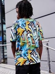 Blue/Green Graffiti Short Sleeve Graphic T-Shirt (3-16yrs) - Image 1 of 1