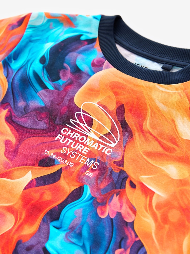 Multi Flames Short Sleeve Graphic 100% Cotton T-Shirt (3-16yrs) - Image 3 of 3