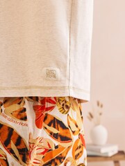 Bath & Body Works Orange/Neutral 100% Cotton Oversized Top and Boxer Shorts Pyjama Shorts Set - Image 6 of 11
