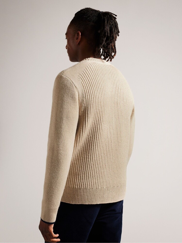 Ted Baker Cream/Tan Alman Ribbed Cardigan - Image 2 of 6