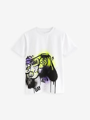 White Graffiti Gaming Short Sleeves Graphic 100% Cotton T-Shirt (3-16yrs) - Image 1 of 3