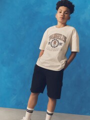Ecru 100% Cotton Short Sleeve Oversized Fit Varsity T-Shirt (3-16yrs) - Image 1 of 1