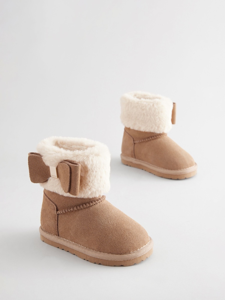 Chaussons bottes Baker by Ted Baker fille en fausse fourrure avec nœud - Image 3 of 6