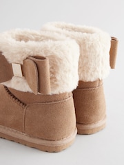 Baker by Ted Baker Girls Faux Fur Cuff Boot Slippers with Bow - Image 4 of 6