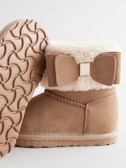 Baker by Ted Baker Girls Faux Fur Cuff Boot Slippers with Bow - Image 5 of 6