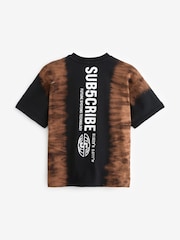 Black Tie Dye Relaxed Fit 100% Cotton Short Sleeve Subscribe Graphic T-Shirt (3-16yrs) - Image 6 of 7