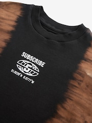 Black Tie Dye Relaxed Fit 100% Cotton Short Sleeve Subscribe Graphic T-Shirt (3-16yrs) - Image 7 of 7