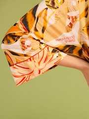 Bath & Body Works Orange Tropical Print Jersey Viscose Wrap Robe - Image 3 of 4