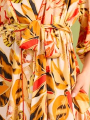 Bath & Body Works Orange Tropical Print Jersey Viscose Wrap Robe - Image 4 of 4