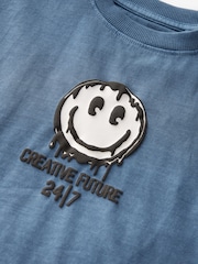 Blue Back Print Relaxed Fit 100% Cotton Washed Short Sleeve T-Shirt (3-16yrs) - Image 3 of 3