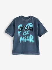 Blue Relaxed Fit 100% Cotton Washed Short Sleeve T-Shirt (3-16yrs) - Image 1 of 3