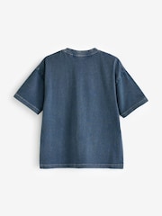 Blue Relaxed Fit 100% Cotton Washed Short Sleeve T-Shirt (3-16yrs) - Image 2 of 3