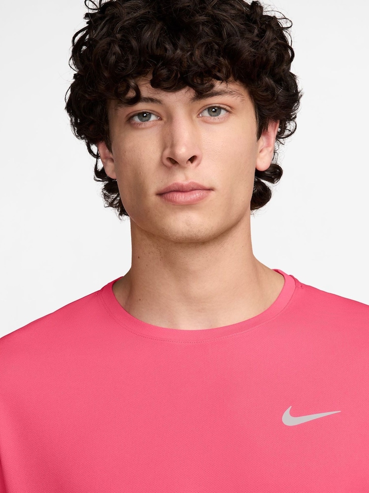 Nike Red Dri-FIT Miler UV Running T-Shirt - Image 3 of 3
