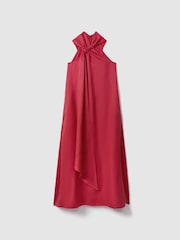 Reiss Coral Odell Linen Blend Drape Maxi Dress - Image 2 of 8