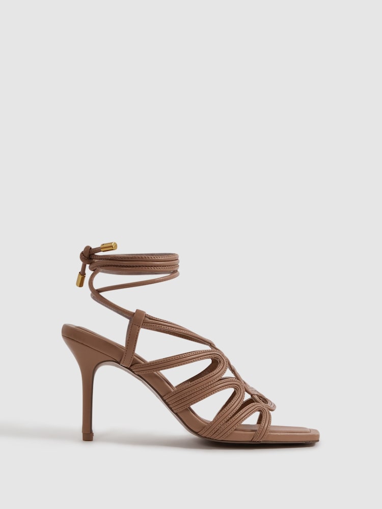 Reiss Nude Keira Strappy Open Toe Heeled Sandals - Image 1 of 5