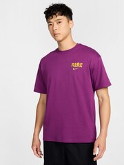 Nike Purple Swoosh Back Graphic Printed 100% Cotton T-Shirt - Image 1 of 12