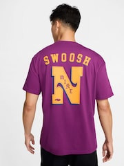 Nike Purple Swoosh Back Graphic Printed 100% Cotton T-Shirt - Image 2 of 12