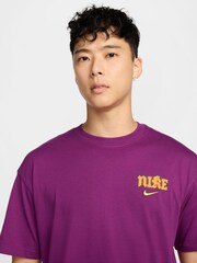 Nike Purple Swoosh Back Graphic Printed 100% Cotton T-Shirt - Image 3 of 12
