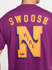 Nike Purple Swoosh Back Graphic Printed 100% Cotton T-Shirt - Image 4 of 12