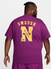Nike Purple Swoosh Back Graphic Printed 100% Cotton T-Shirt - Image 7 of 12