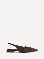 Linzi Brown Revive Wide Fit Pointed Toe Ballet Flats With Buckle Detail - Image 2 of 5
